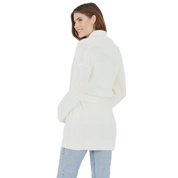 One Grey Day Gerri Wrap Cardigan in Ivory Small New Womens Wrap knit Sweater - Picture 10 of 12